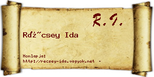 Récsey Ida névjegykártya