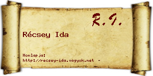 Récsey Ida névjegykártya